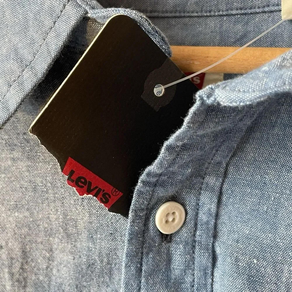 LEVI'S Men's 2XL Blue Navy Denim‎ OVERSIZED Contrast 2-Tone Colorblock Shirt 60
